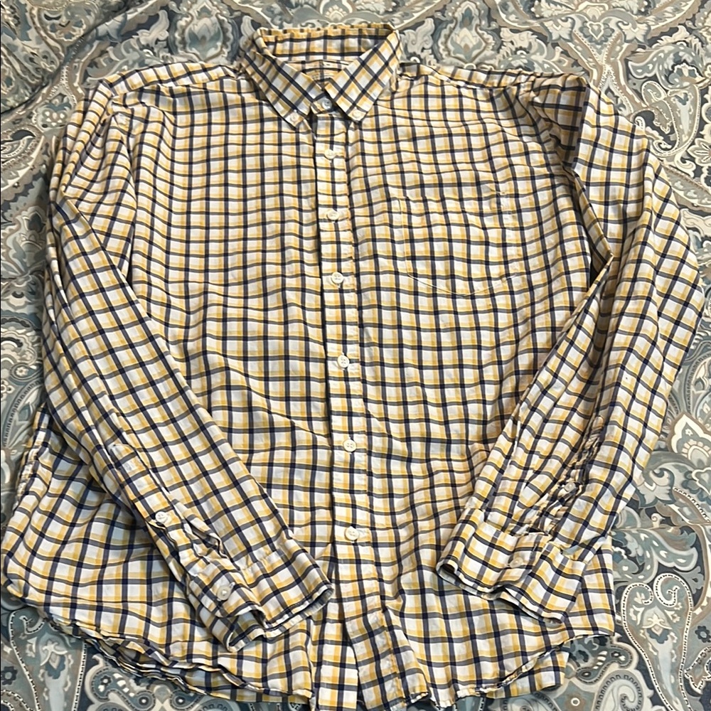 J. Crew Yellow and Blue Casual Button Down Shirt J Crew XL